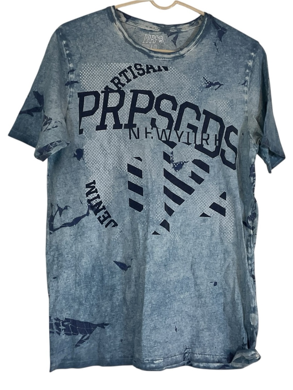 PRPS Goods Co Artisan New York Graphic T-Shirt Blue Large Tee